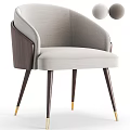 Light Gray Upholstered Accent Chair With Dark Wood Armrests And Gold Leg Accents