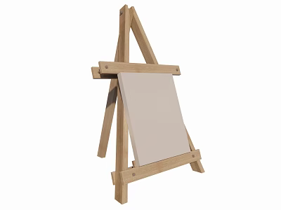 Wooden Easel With Blank Canvas For Art Painting Supplies And Tools 3d model
