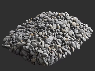 modern stone pebble rock crushed stone block 3d model