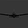 Vintage Gray Aircraft Model on Dark Background with Propeller Wings and Cockpit for Space Aviation