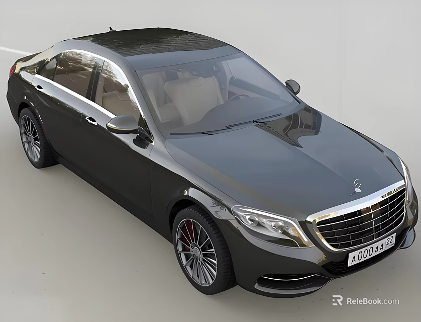 Black Luxury Sedan with Elegant Design Sleek Body Lines Chrome Grille and Red Accent Wheels 3d model 