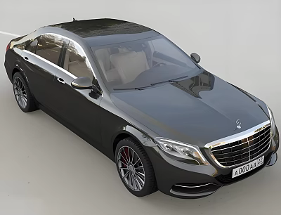 Black Luxury Sedan with Elegant Design Sleek Body Lines Chrome Grille and Red Accent Wheels 3d model