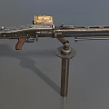 Vintage Machine Gun With Metal Structure Wooden Stock And Mount Stand Exhibition