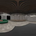 Modern Deyijia Shoe Store Exterior With Marble Wall Curved Doorframe And Green Seating