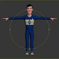 3D Character Wearing Blue Bodysuit With Number 4 On Chest Standing With Outstretched Arms