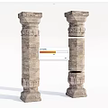 Classical Stone Columns With Carved Details Intact And Broken Design Elements 3d model