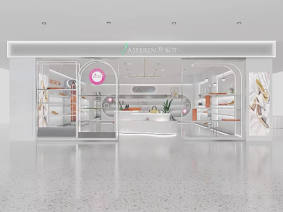 Modern Specialty Store Interior With Display Shelves Counter And Bright Lighting 3d model