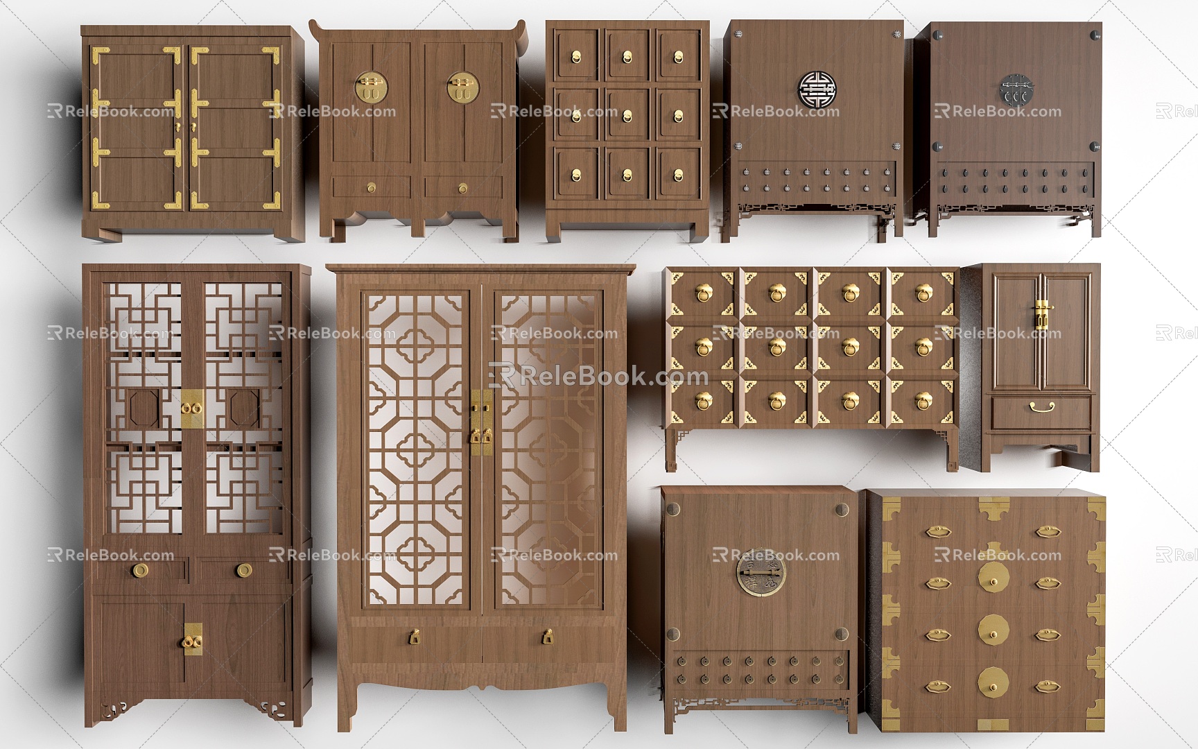 Chinese Style Locker Vintage Cabinet Traditional Cabinet 3d model