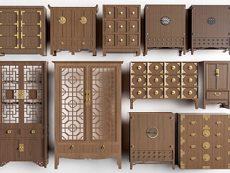 Chinese Style Locker Vintage Cabinet Traditional Cabinet 3d model