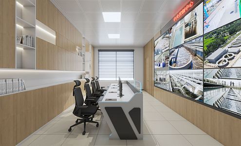 modern monitoring room 3d model