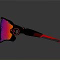 Stylish Sunglasses With Black Frame Red Accents And Pink Reflective Lenses