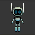 Cute Blue Mechanical Robot Character With 3D Model Design And Features