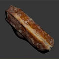 Appetizing Cured Salami Slice with Red and White Marbled Texture and Glistening Surface