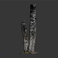 Natural Wooden Stone Sculpture With Irregular Columns And Textured Surface On Grass Base
