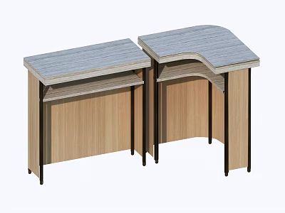Modern Composite Bar Counters With Gray Countertop Wooden Cabinet And Black Legs 3d model