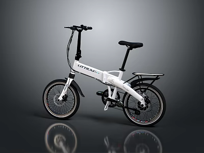 White Folding Bicycle With Modern Design Black Seat And Lightweight Aluminum Frame 3d model
