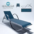 Modern Garden Accents Blue Lounge Chair With Metal Frame For Outdoor Use
