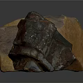 Natural Wood And Stone Raw Material Pieces Displayed On White Background