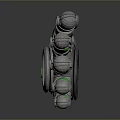 Household Mechanical Hand Decoration with Green Glowing Circular Area and Gray Metallic Texture