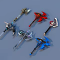 Diverse Fantasy Axes With Colorful Designs And Intricate Details