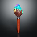 Decorative Wooden Handle Household Item With Colorful Dripping Top For Daily Use