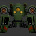 Green Mechanical Creature Robot With Spider Like Design Multiple Legs And Yellow Lights 3d model