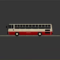 Red And White Bus At Urban Bus Stop With Shelter And Platform