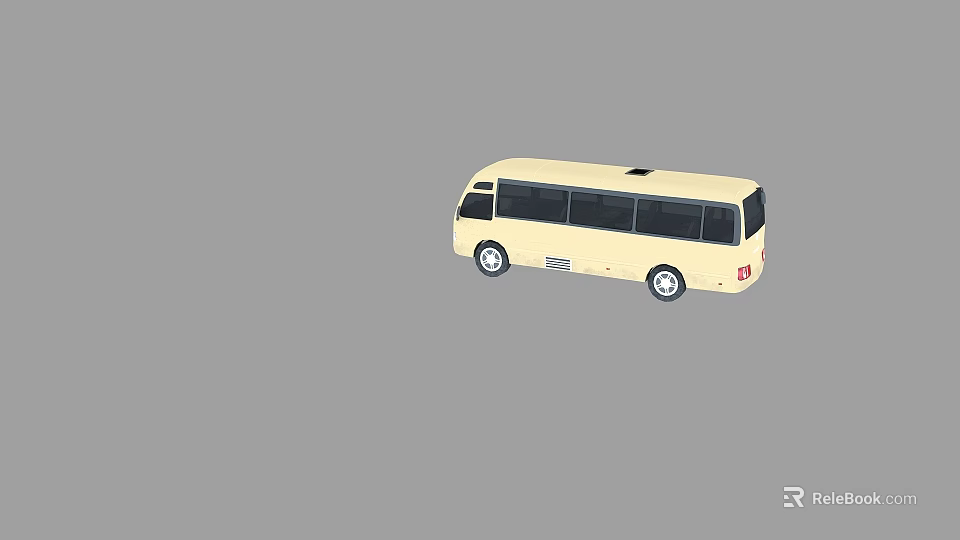 Yellow City Bus With Black Windows And Side Door Exterior View 3d model 