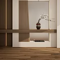 Elegant Entryway Hallway With Wooden Walls Ambient Lighting Mirror And Vase