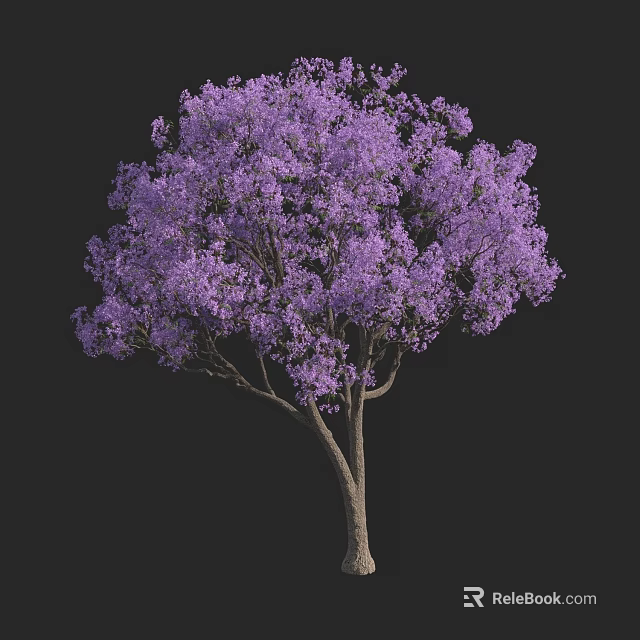 Lush Purple Flowering Arbor With Dark Background And Full Canopy 3d model 