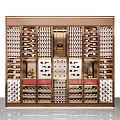Elegant Gold Wine Cabinet Design with Multiple Shelves for Wine Bottles and Glasses Storage
