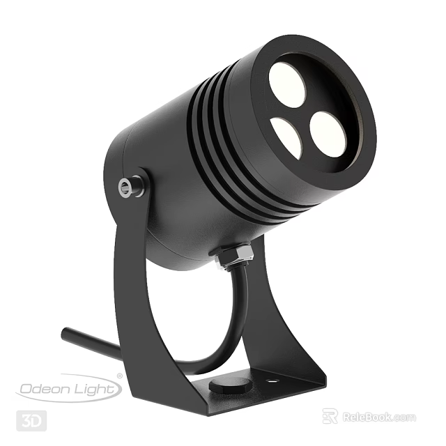 Modern Black Outdoor Light With Three Bulbs And Adjustable Metal Stand Design 3d model 