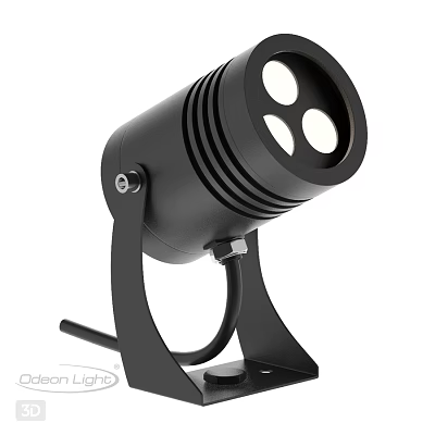 Modern Black Outdoor Light With Three Bulbs And Adjustable Metal Stand Design 3d model