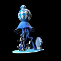Ocean Themed Decorative Ornament With Blue Jellyfish Starfish Seashell Anchor And Patterned Balls