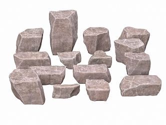 stone landscape stone rockery 3d model