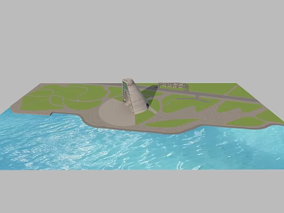 Terrain Modeling of Yantai Time Tower 3d model