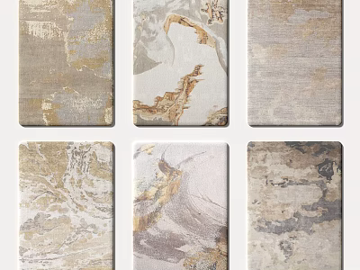 Square Carpet With Abstract Patterns In Gold Gray Tones For Modern Home Decor 3d model