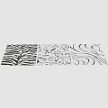 Black And White Square Rug With Zebra Pattern And Decorative Curves Design 3d model