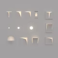 Various Shaped Recessed Decorative Lights on Gray Wall with Soft Lighting Effects 3d model