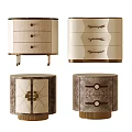 Modern Stylish Bedside Tables With Drawers Decorative Patterns And Metal Accents