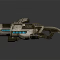 Futuristic Sci Fi Weapon With Blue Glowing Elements And Metallic Mechanical Structure