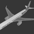 Passenger Airplane With White Body Twin Engines Wing Structure And Tail Design