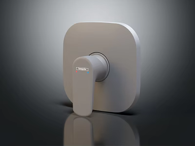 Modern Minimalist Sleek Metal Door Handle With Square Base And Round Knob Design 3d model