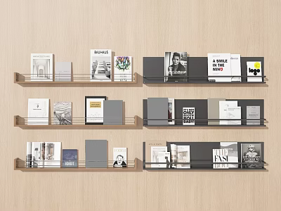 Modern Books Book Shelf Magazines Books and Periodicals Book Shelf Magazine Shelf Books 3d model