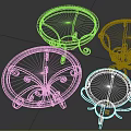 Flower Pattern Stained Glass Iron Tables in Different Sizes for Home Decor 3d model