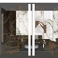 Modern Screen Metal Partition Screen 3d model