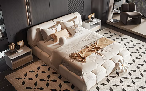 Modern style commodity bed 3d model