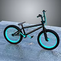 Black BMX Bike With Blue Glowing Rims On Concrete Surface For Stunt Riding