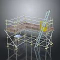 Sturdy Metal Storage Shelving Unit With Ladder And Multi Tier Structure Design 3d model
