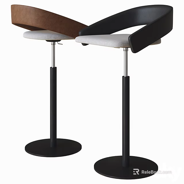 Modern Bar Stools With Black Metal Frames And Comfortable Contrasting Seats 3d model 